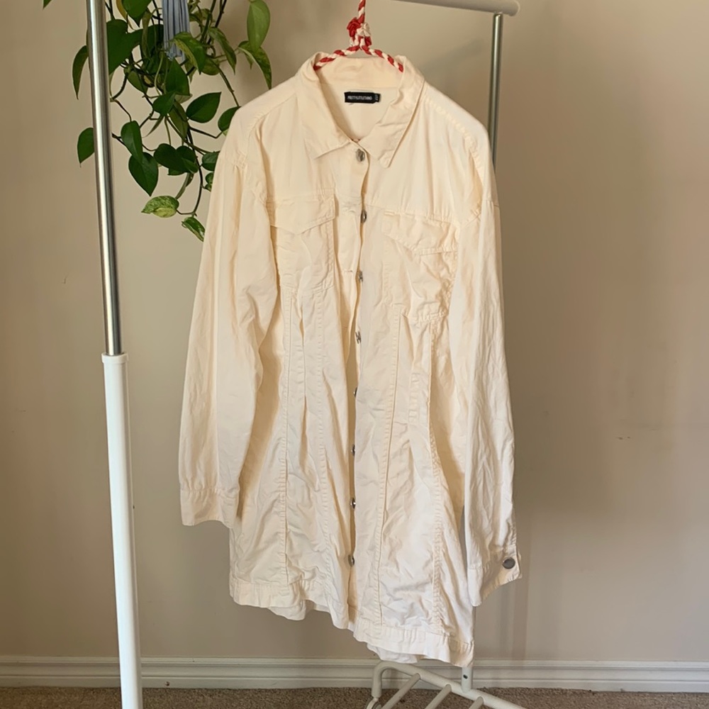 PLT Cream Denim Shirt Dress